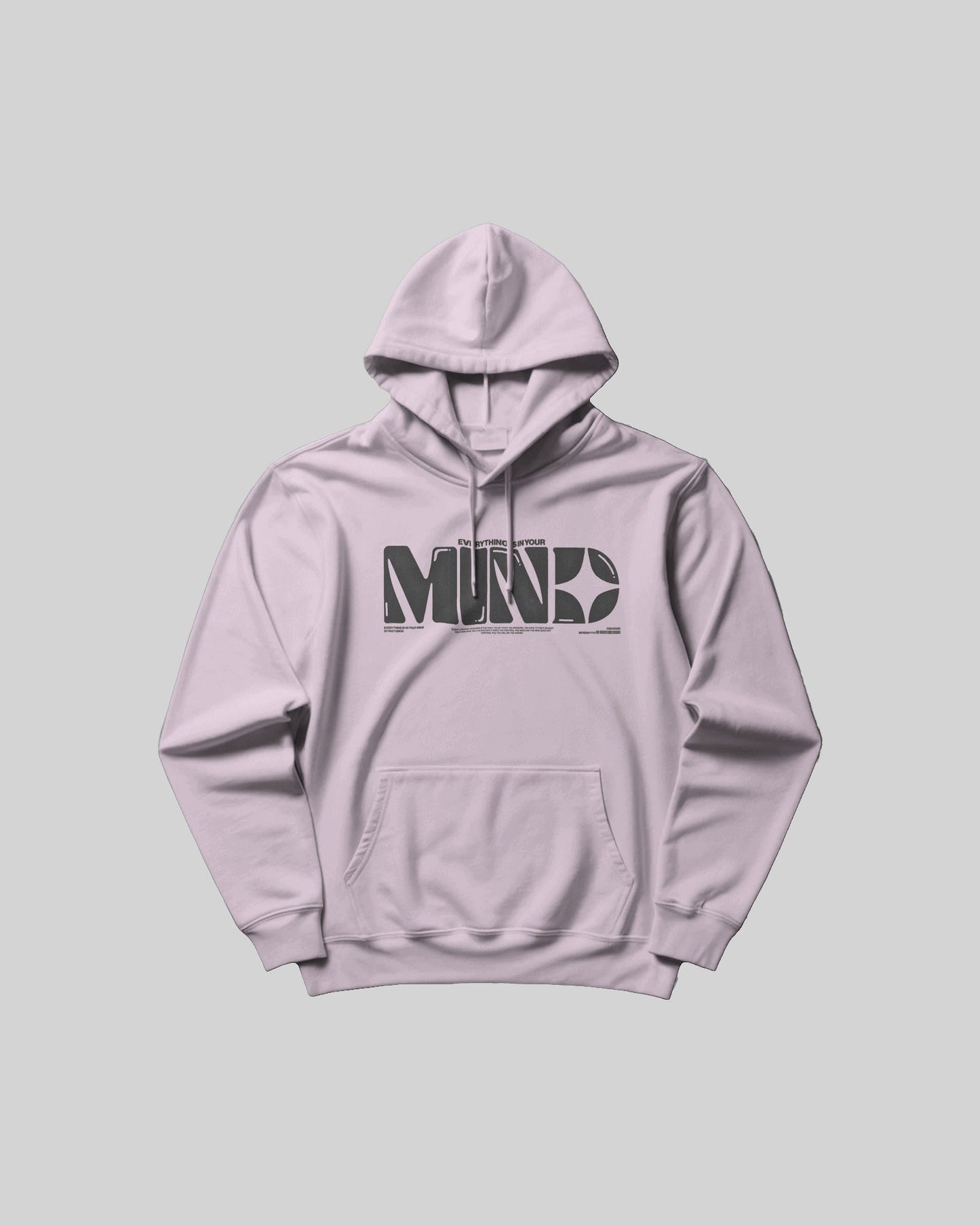 Light purple hoodie with a logo on a gray background