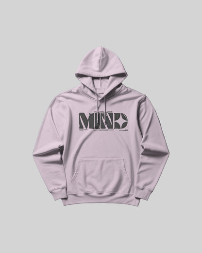 Light purple hoodie with a logo on a gray background