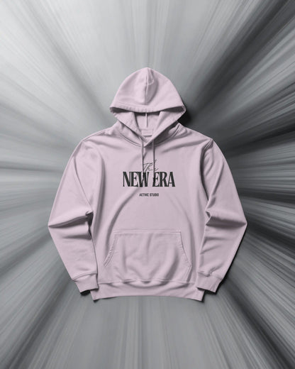 Pink hoodie with 'New Era' logo on a gray background