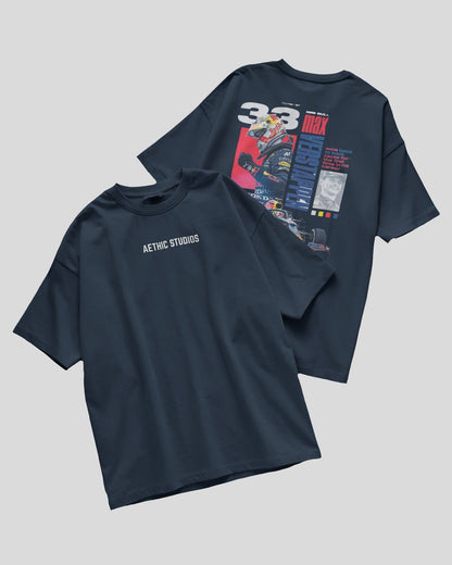  navy blue t-shirts with graphic designs on a light gray background