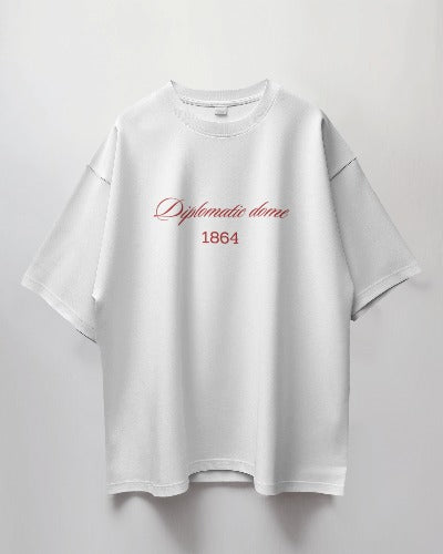 Minimal oversized T-shirt with Diplomatic Dome urban graphic – modern streetwear for men