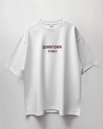 Oversized T-shirt featuring Downtown Sydney city graphic – urban travel streetwea