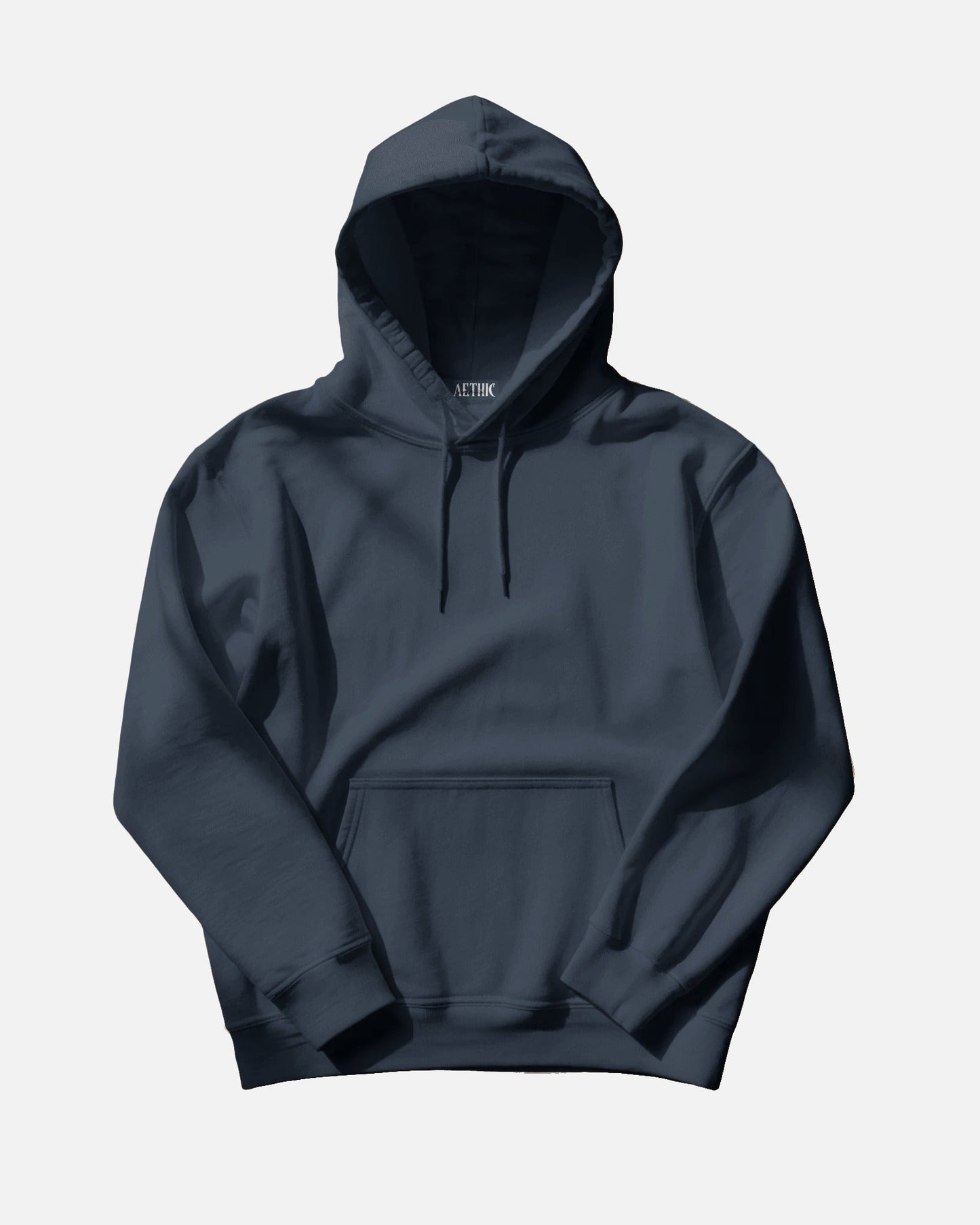 Dark gray hoodie on a light gray background