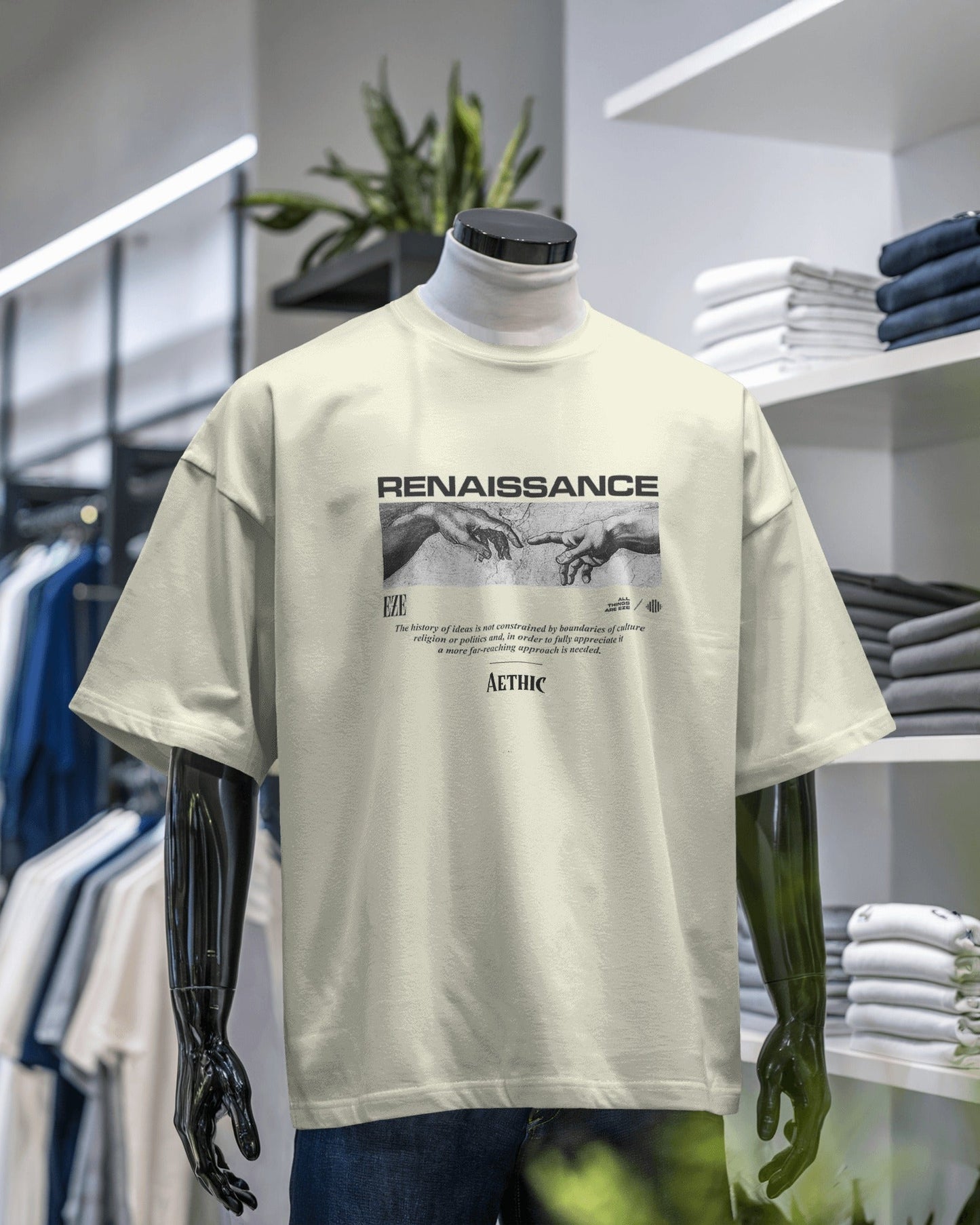 oversized T-shirt featuring Renaissance art graphic – aesthetic streetwear style